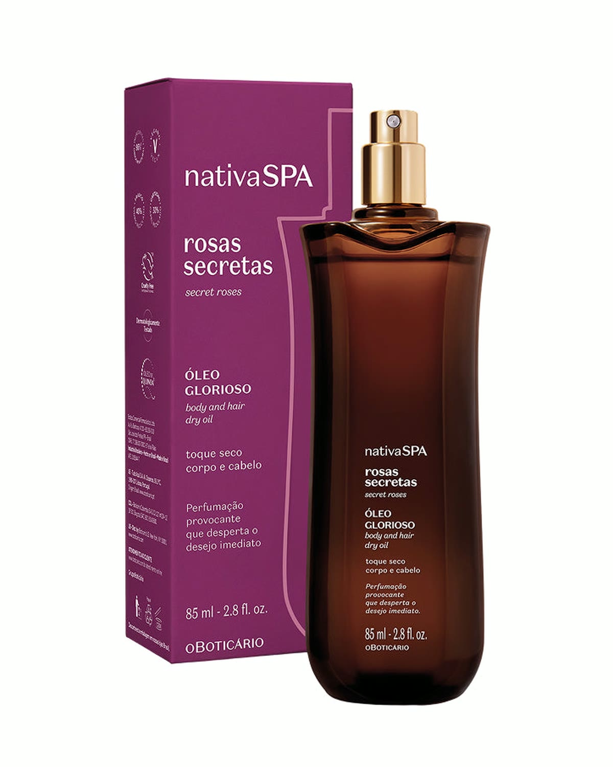 Óleo Glorioso Rosas Secretas Corpo e Cabelo